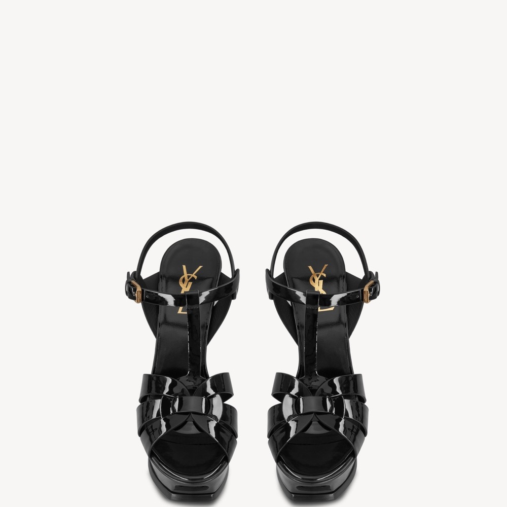 Yves Saint Laurent Glossy Black Platform Heels - Picture 13 of 13